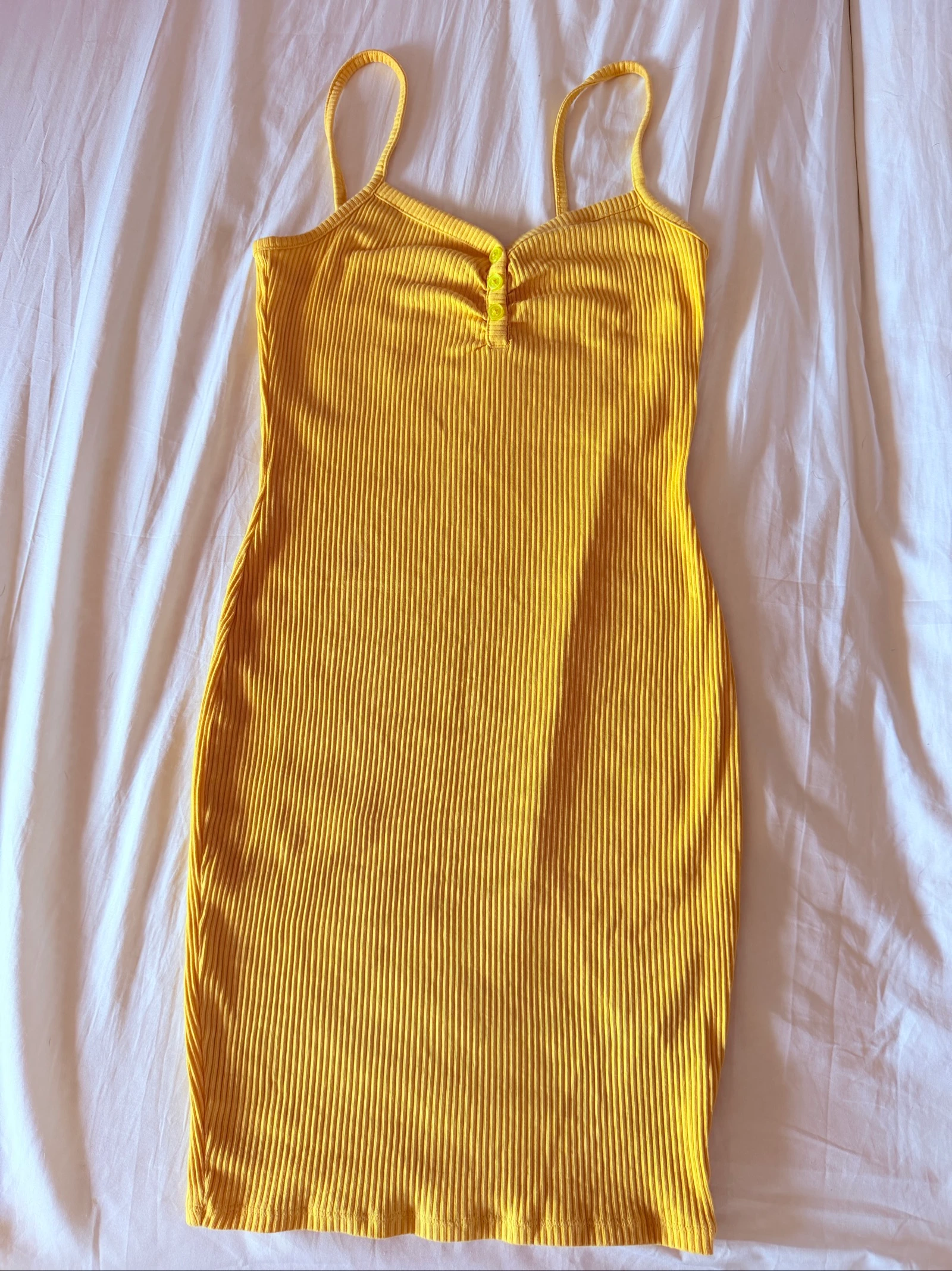 Robe Femme Côtelé Fb Sister Taille S Jaune Très bon état 